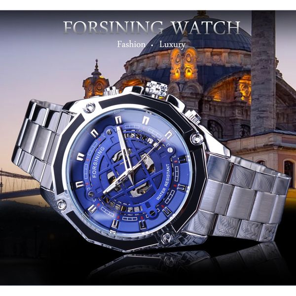forsining skeleton clock silver stainless steel fashion blue dial with luminous hands men's automatic watches brand luxury, Slivery;brown
forsining skeleton clock silver stainless steel fashion blue dial with luminous hands men's automatic watches brand luxury, Slivery;brown