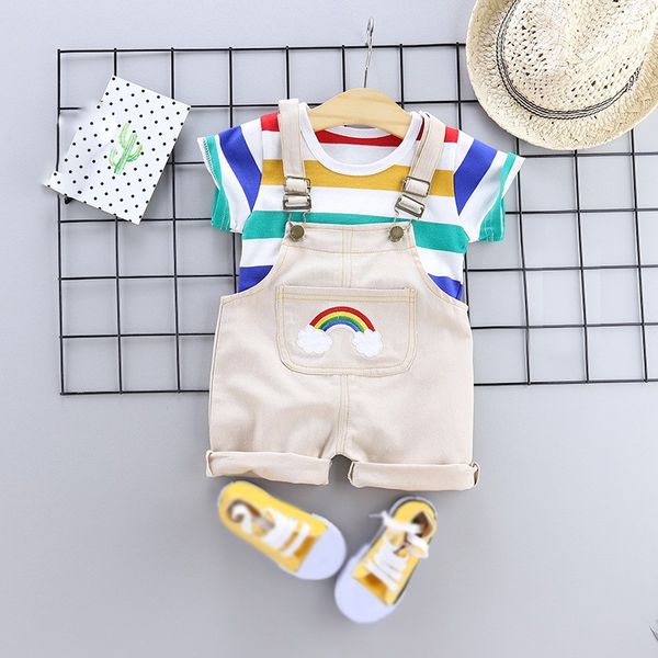 2pcs summer baby boys clothing toddler casual fashion infant clothes suits rainbow striped t shirt strap shorts outfits 0-4t, White
2pcs summer baby boys clothing toddler casual fashion infant clothes suits rainbow striped t shirt strap shorts outfits 0-4t, White