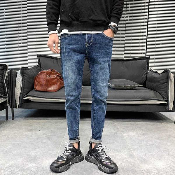spring new men's jeans brand all match slim fit denim jeans pants men simple elastic casual trousers men blue 34-28
spring new men's jeans brand all match slim fit denim jeans pants men simple elastic casual trousers men blue 34-28