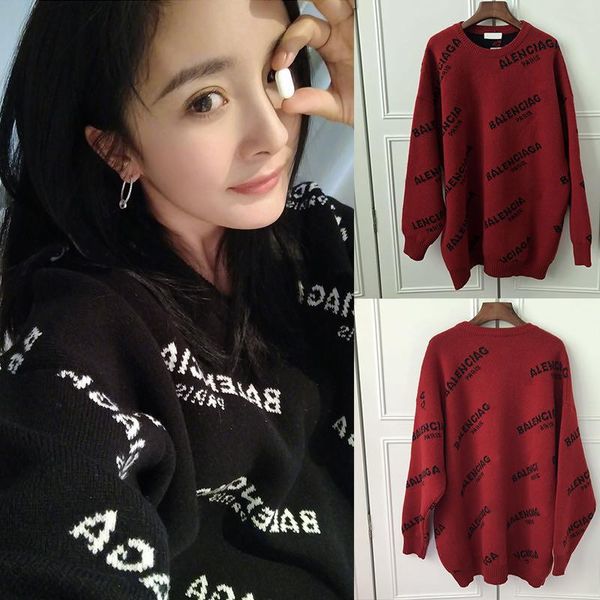 mid-length knit blouse for women's spring 2020 printed sweater with logo letters, White;black
mid-length knit blouse for women's spring 2020 printed sweater with logo letters, White;black