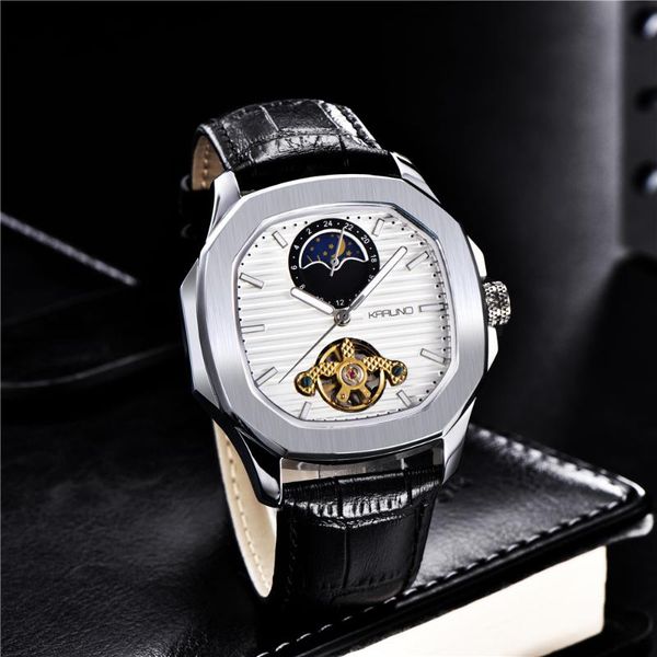 karuno men watches mechanical watch for men's fashion automatic watch men moon phase square leather watches wristwatch clock, Slivery;brown
karuno men watches mechanical watch for men's fashion automatic watch men moon phase square leather watches wristwatch clock, Slivery;brown