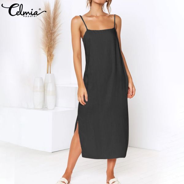 celmia summer split dresses women dress casual sleeveless solid loose long sundress spaghetti strap party beach vestidos, Black;gray
celmia summer split dresses women dress casual sleeveless solid loose long sundress spaghetti strap party beach vestidos, Black;gray