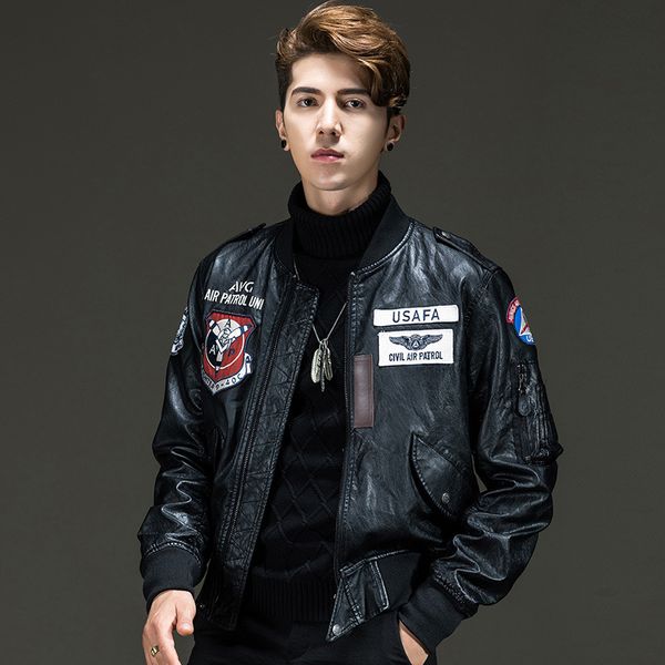 leather jacket men 2018 autumn new baseball collar motorcycle suit bomber jacket loose casual handsome fashion men's clothing, Black;brown
leather jacket men 2018 autumn new baseball collar motorcycle suit bomber jacket loose casual handsome fashion men's clothing, Black;brown