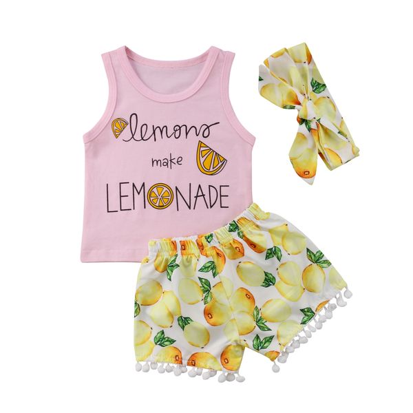 2018 newborn baby girl lemon fruits print outfits tassel short headband clothes 3pcs set casual sleeveless cotton clothing, White
2018 newborn baby girl lemon fruits print outfits tassel short headband clothes 3pcs set casual sleeveless cotton clothing, White