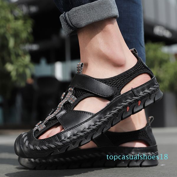 mens genuine leather casual shoes man classic roman cowhide sandals summer sandals outdoor beach shoes male sneakers size 38-48 t18, Black
mens genuine leather casual shoes man classic roman cowhide sandals summer sandals outdoor beach shoes male sneakers size 38-48 t18, Black