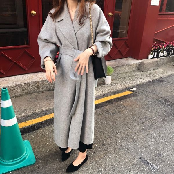 2019 elegant long manteau femme high street full sleeve bandage warm ladies overcoat korean loose woolen women winter coat, Black
2019 elegant long manteau femme high street full sleeve bandage warm ladies overcoat korean loose woolen women winter coat, Black
