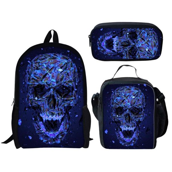 cool skull 3d print children school bag set teenager school backpack with lunch bag kid pencil case rucksack pupil bags book 
cool skull 3d print children school bag set teenager school backpack with lunch bag kid pencil case rucksack pupil bags book