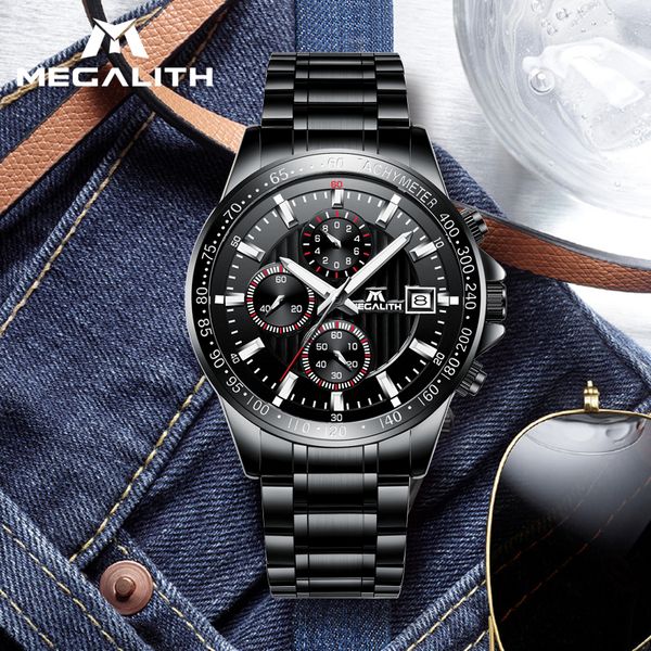 megalith fashion sport men quartz analog watch chronograph waterproof black stainless strap male watches clock relogio masculino, Slivery;brown
megalith fashion sport men quartz analog watch chronograph waterproof black stainless strap male watches clock relogio masculino, Slivery;brown