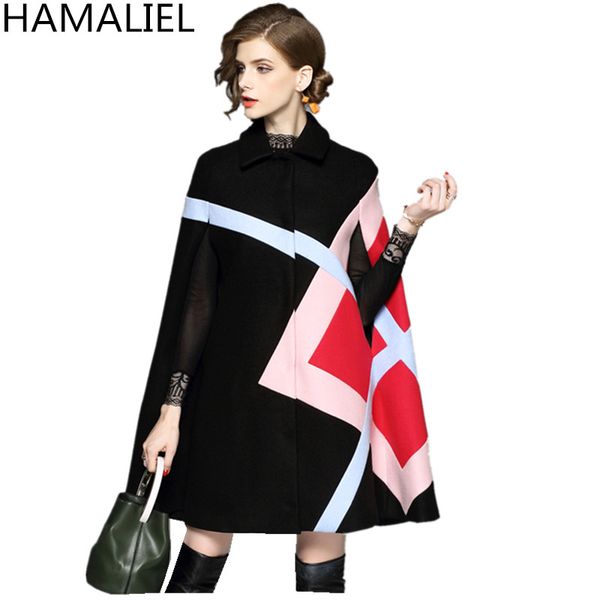 2018 autumn winter women cloak poncho wool long sleeve coat casual patchwork batwing sleeve tweed cape outerwear, Black
2018 autumn winter women cloak poncho wool long sleeve coat casual patchwork batwing sleeve tweed cape outerwear, Black