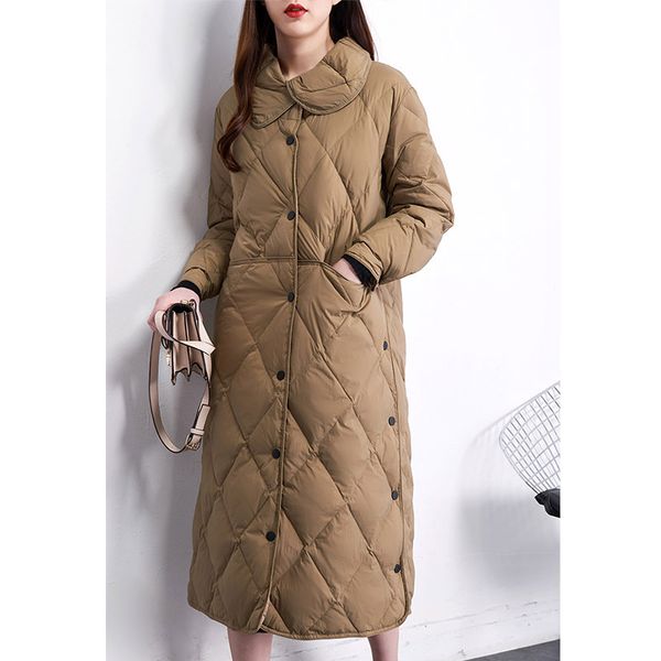 new winter stand collar long white duck down jacket women single breasted parkas khaki black down snow overcoat
new winter stand collar long white duck down jacket women single breasted parkas khaki black down snow overcoat