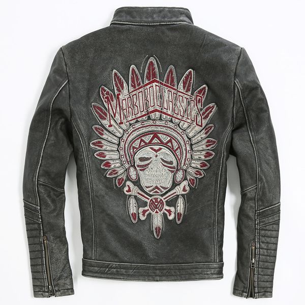 men's skulls genuine leather jacket black slim fitted vintage biker jacket men fashion indian pattern real leather coat male
men's skulls genuine leather jacket black slim fitted vintage biker jacket men fashion indian pattern real leather coat male