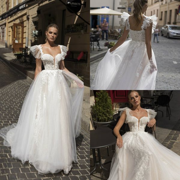 2019 riki dalal a line wedding dresses square neck lace appliqued sweep train beach wedding dress custom made boho bridal gowns, White
2019 riki dalal a line wedding dresses square neck lace appliqued sweep train beach wedding dress custom made boho bridal gowns, White