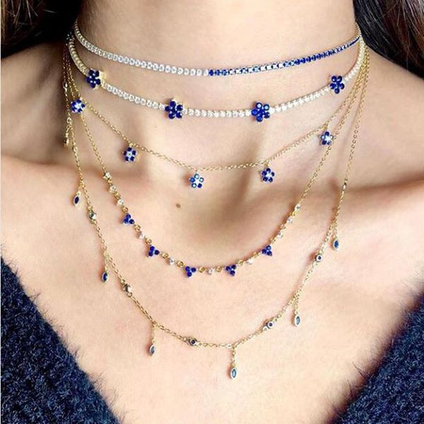 delicate thin cz tennis choker necklace blue cubic zirconia flower charms trendy women collar chokers gold, Silver
delicate thin cz tennis choker necklace blue cubic zirconia flower charms trendy women collar chokers gold, Silver