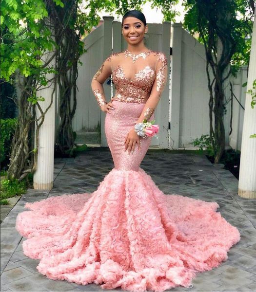 Blush Pink Ruffles Mermaid Prom Dresses Jewel Sheer Neck Black Girls Sexy Illusion Long Sleeves Evening Dress Appliques Sequined Party Gowns
Blush Pink Ruffles Mermaid Prom Dresses Jewel Sheer Neck Black Girls Sexy Illusion Long Sleeves Evening Dress Appliques Sequined Party Gowns
