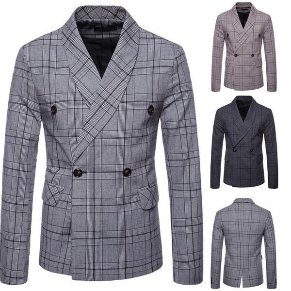 men's new fashionable checked double-breasted suit jacket button lattice coat in stock fast shipment dropshipping, White;black
men's new fashionable checked double-breasted suit jacket button lattice coat in stock fast shipment dropshipping, White;black