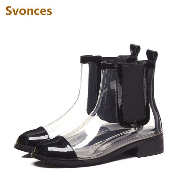 fashion street style sandals woman boots transparent pvc short boots black square heels round toe flats casual shoes woman
fashion street style sandals woman boots transparent pvc short boots black square heels round toe flats casual shoes woman