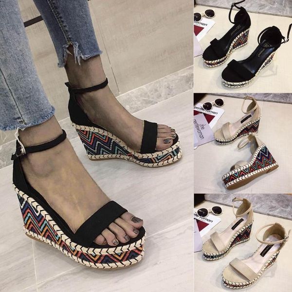 2020 women wedge sandals summer fashion roman open-toed sandals printed belt button women party shoes zapatos mujer 2020, Black
2020 women wedge sandals summer fashion roman open-toed sandals printed belt button women party shoes zapatos mujer 2020, Black