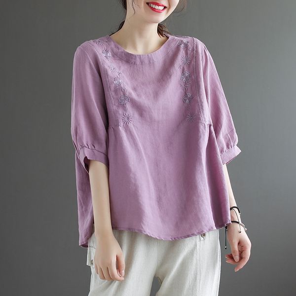 qi hui drawing artistic round collar half sleeve t-shirt women's loose solid embroidery embroidery color t-shirt top, White
qi hui drawing artistic round collar half sleeve t-shirt women's loose solid embroidery embroidery color t-shirt top, White