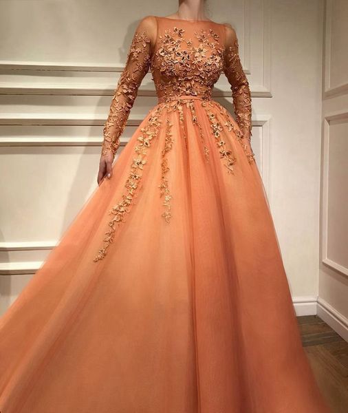 orange muslim prom dresses applique 2019 scoop neckline illusion long sleeves evening gown lace beaded tulle a-line formal party dress, Black
orange muslim prom dresses applique 2019 scoop neckline illusion long sleeves evening gown lace beaded tulle a-line formal party dress, Black