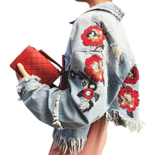 spring female flowers pattern embroidery denim coat lady fashion vintage basic coat frayed short outerwear street style top, Black;brown
spring female flowers pattern embroidery denim coat lady fashion vintage basic coat frayed short outerwear street style top, Black;brown