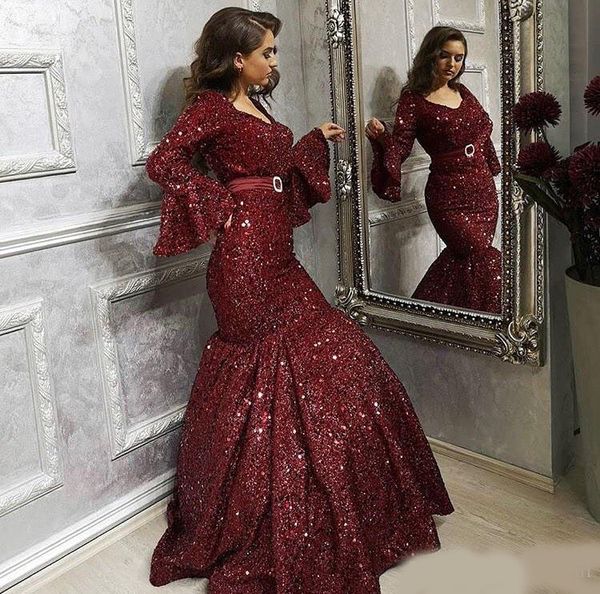 modest burgundy long sleeve evening dresses mermaid women formal occasion dresses sequined prom party gown vestido de fiesta, Black
modest burgundy long sleeve evening dresses mermaid women formal occasion dresses sequined prom party gown vestido de fiesta, Black