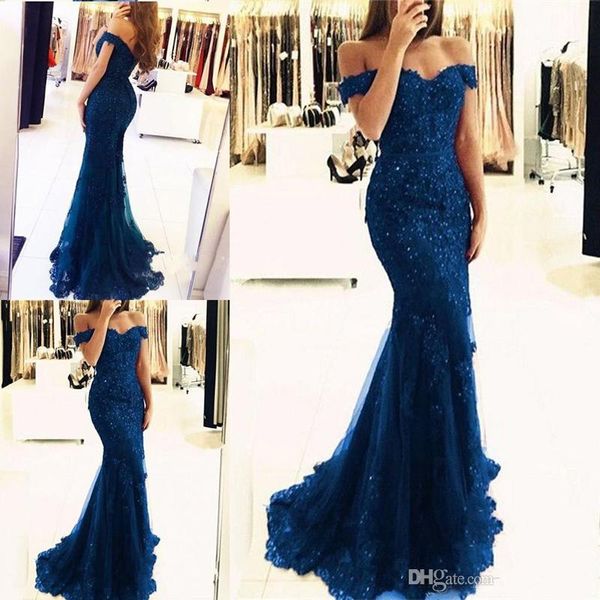 charming royal blue mermaid prom dresses off shoulder lace appliques beaded button back plus size party gowns evening gowns wear, Black
charming royal blue mermaid prom dresses off shoulder lace appliques beaded button back plus size party gowns evening gowns wear, Black