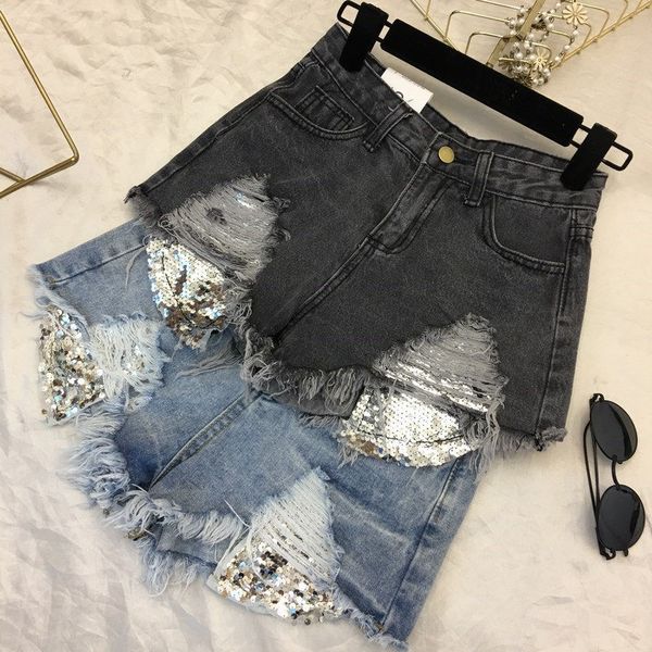 plus size 4xl 5xl sequined high waist shorts women summer loose denim shorts streetwear hole wide leg ripped jeans c6158, White;black
plus size 4xl 5xl sequined high waist shorts women summer loose denim shorts streetwear hole wide leg ripped jeans c6158, White;black