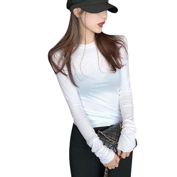women summer t-shirts long sleeves round neck slim fit casual pullover women 2020, White
women summer t-shirts long sleeves round neck slim fit casual pullover women 2020, White