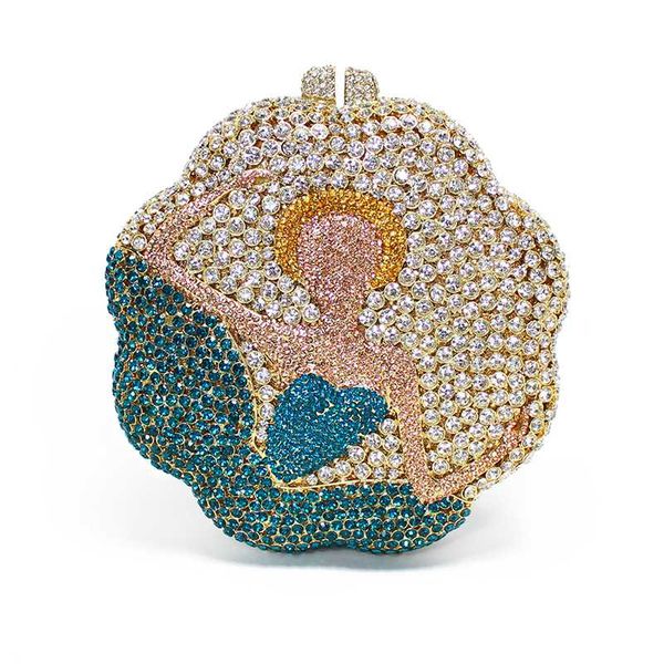 women round diamond dress evening bag female creative flower-shaped luxury crystal small handbag lady's rhinestones clutch purse
women round diamond dress evening bag female creative flower-shaped luxury crystal small handbag lady's rhinestones clutch purse
