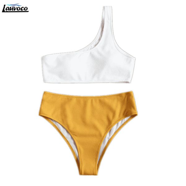 women swimwear solid color bikinis set one shoulder bandage pushed up paded bikinis swimsuits bathing suits, White;black
women swimwear solid color bikinis set one shoulder bandage pushed up paded bikinis swimsuits bathing suits, White;black