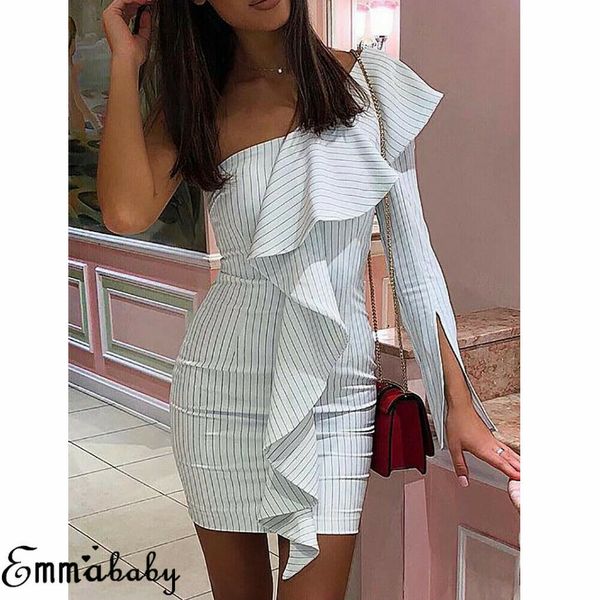 women summer one shoulder short mini dress striped elegant evening party ruffles pencil dresses vestido, Black;gray
women summer one shoulder short mini dress striped elegant evening party ruffles pencil dresses vestido, Black;gray