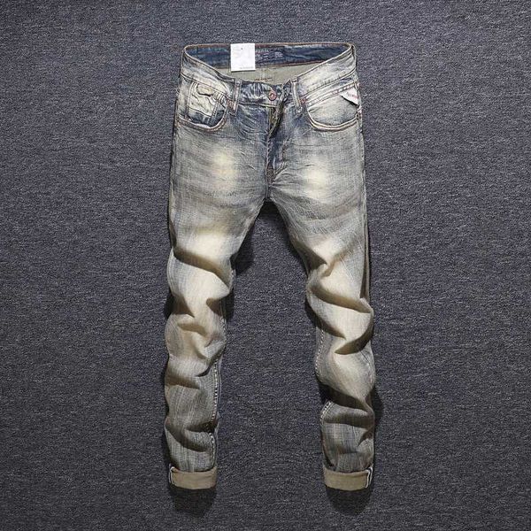 newly fashion men jeans retro yellow slim fit italian vintage jeans men elastic denim pants streetwear designer homme, Blue
newly fashion men jeans retro yellow slim fit italian vintage jeans men elastic denim pants streetwear designer homme, Blue