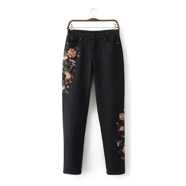 2020 new fashion women jeans high waist pants denim straight side embrodiery flower printed black pant bottoms, Blue
2020 new fashion women jeans high waist pants denim straight side embrodiery flower printed black pant bottoms, Blue