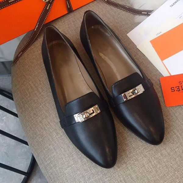 ballet flats shoes luxury designer shoes soft sole pointed toe, Black