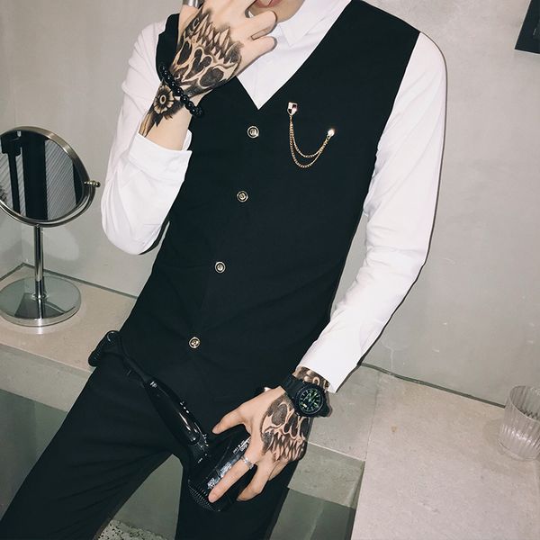 xlspring stitching fake two-piece shirt male korean slim handsome hairdresser bar waiter work clothing, White;black
xlspring stitching fake two-piece shirt male korean slim handsome hairdresser bar waiter work clothing, White;black