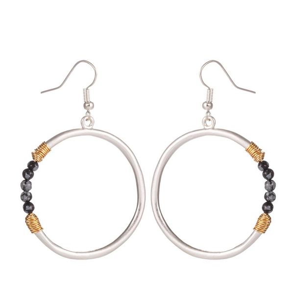 zwpon beaded dangle earrings for women alloy pearl natural stone earrings creatively jewelry accessories, Silver