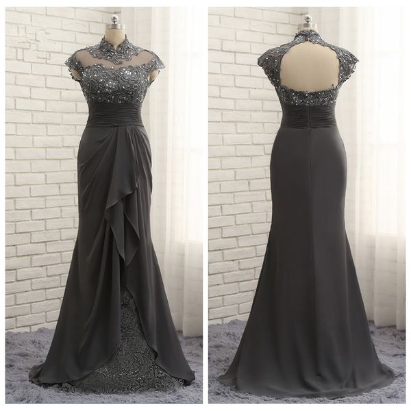 elegant high neck cap sleeve mermaid evening dresses for women sequins chiffon lace evening gowns irregular skirt backless grey prom dresses, Black;red
elegant high neck cap sleeve mermaid evening dresses for women sequins chiffon lace evening gowns irregular skirt backless grey prom dresses, Black;red