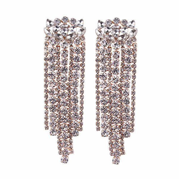 wholesale-new trendy popular fashion luxury designer exaggerated glittering full rhinestone crystal long tassel stud earrings for women, Golden;silver
wholesale-new trendy popular fashion luxury designer exaggerated glittering full rhinestone crystal long tassel stud earrings for women, Golden;silver