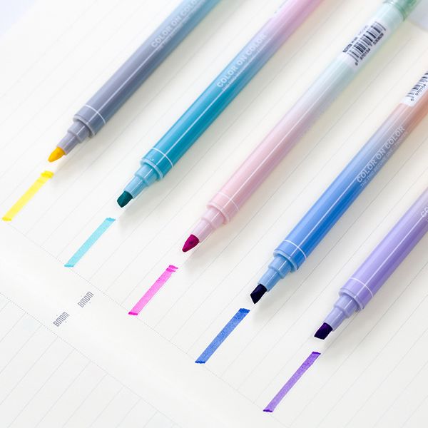 Double Headed Highlighter 5 Colors/Box Students Colored Doodle Marker Pen Color On Color Highlighters
Double Headed Highlighter 5 Colors/Box Students Colored Doodle Marker Pen Color On Color Highlighters