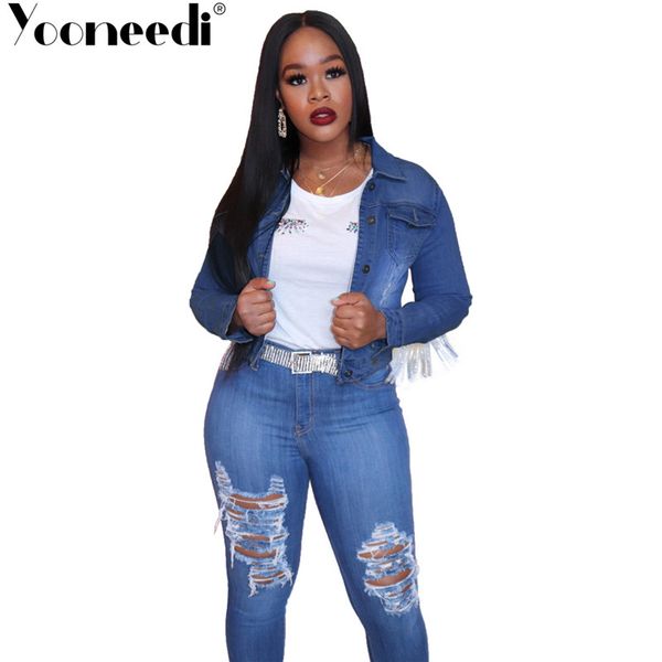 yooneedi 2019 autumn design casual women denim jacket 2 color solid sequins tassel turn-down collar ladies outwear xmy-9203, Black
yooneedi 2019 autumn design casual women denim jacket 2 color solid sequins tassel turn-down collar ladies outwear xmy-9203, Black