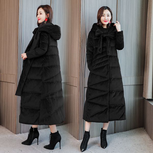 gold velvet cotton-padded clothes women's long over-the-knee 2018 new style winter coat thick loose-fit hooded long overcoat cot, Blue;black
gold velvet cotton-padded clothes women's long over-the-knee 2018 new style winter coat thick loose-fit hooded long overcoat cot, Blue;black