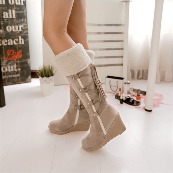 2019 winter wedges mid-calf shoes women snowfield boots with tassels woman pu boots classic warm short plush high heel, Black
2019 winter wedges mid-calf shoes women snowfield boots with tassels woman pu boots classic warm short plush high heel, Black