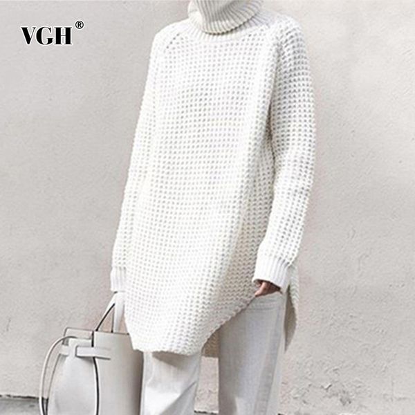 vgh white knitted sweater for women long sleeve turtleneck side split irregular thick sweaters female 2020 spring fashion new, White;black
vgh white knitted sweater for women long sleeve turtleneck side split irregular thick sweaters female 2020 spring fashion new, White;black