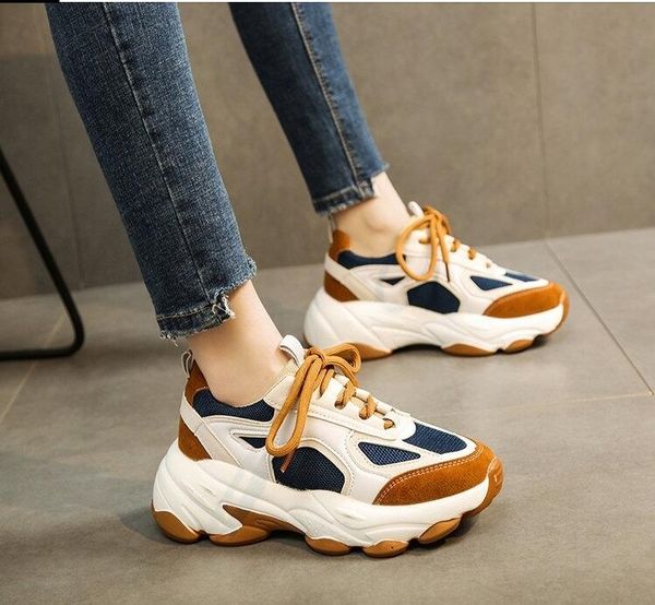 women's thick soled sneakers mixed color lace up daddy shoes women's basketball running shoes casual, Black
women's thick soled sneakers mixed color lace up daddy shoes women's basketball running shoes casual, Black