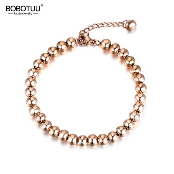 bobotuu classic rose gold color 4/5/6mm round beads strand bracelets bangle stainless steel chain bracelet for women bb18023, Black
bobotuu classic rose gold color 4/5/6mm round beads strand bracelets bangle stainless steel chain bracelet for women bb18023, Black