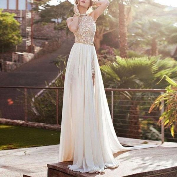 women evening dress long split gown boho dresses halter lace top sexy backless beach party dresses, Black;red
women evening dress long split gown boho dresses halter lace top sexy backless beach party dresses, Black;red