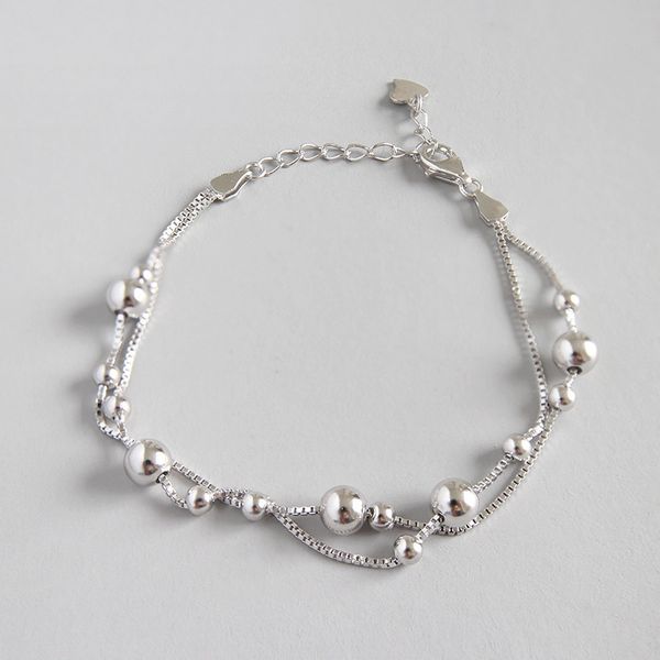 925 sterling silver round bead double layer bracelets silver fashion round bead box chain friendship bracelets for women jewelry, Black
925 sterling silver round bead double layer bracelets silver fashion round bead box chain friendship bracelets for women jewelry, Black