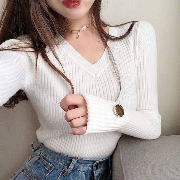 fashion autumn sweater women casual slim v-neck bottoming sweaters solid color winter long sleeve pullover sweater women, White;black
fashion autumn sweater women casual slim v-neck bottoming sweaters solid color winter long sleeve pullover sweater women, White;black