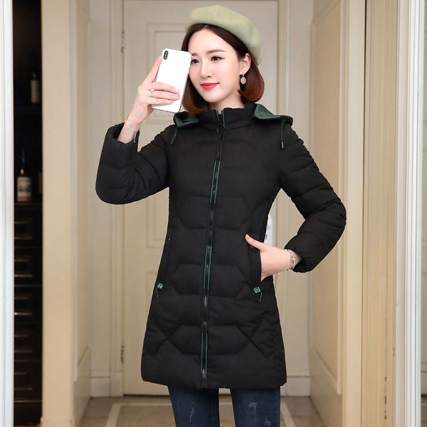 new 2019 slim fit ladies medium coat winter hooded zipper jacket women high collar warm outerwear high quality, Black
new 2019 slim fit ladies medium coat winter hooded zipper jacket women high collar warm outerwear high quality, Black