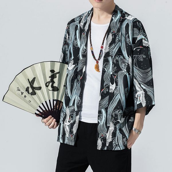 2020 original men japan style kimono cardigan shirt coat traditional loose printing fashion casual thin jacket summer outerwear, Black;brown
2020 original men japan style kimono cardigan shirt coat traditional loose printing fashion casual thin jacket summer outerwear, Black;brown